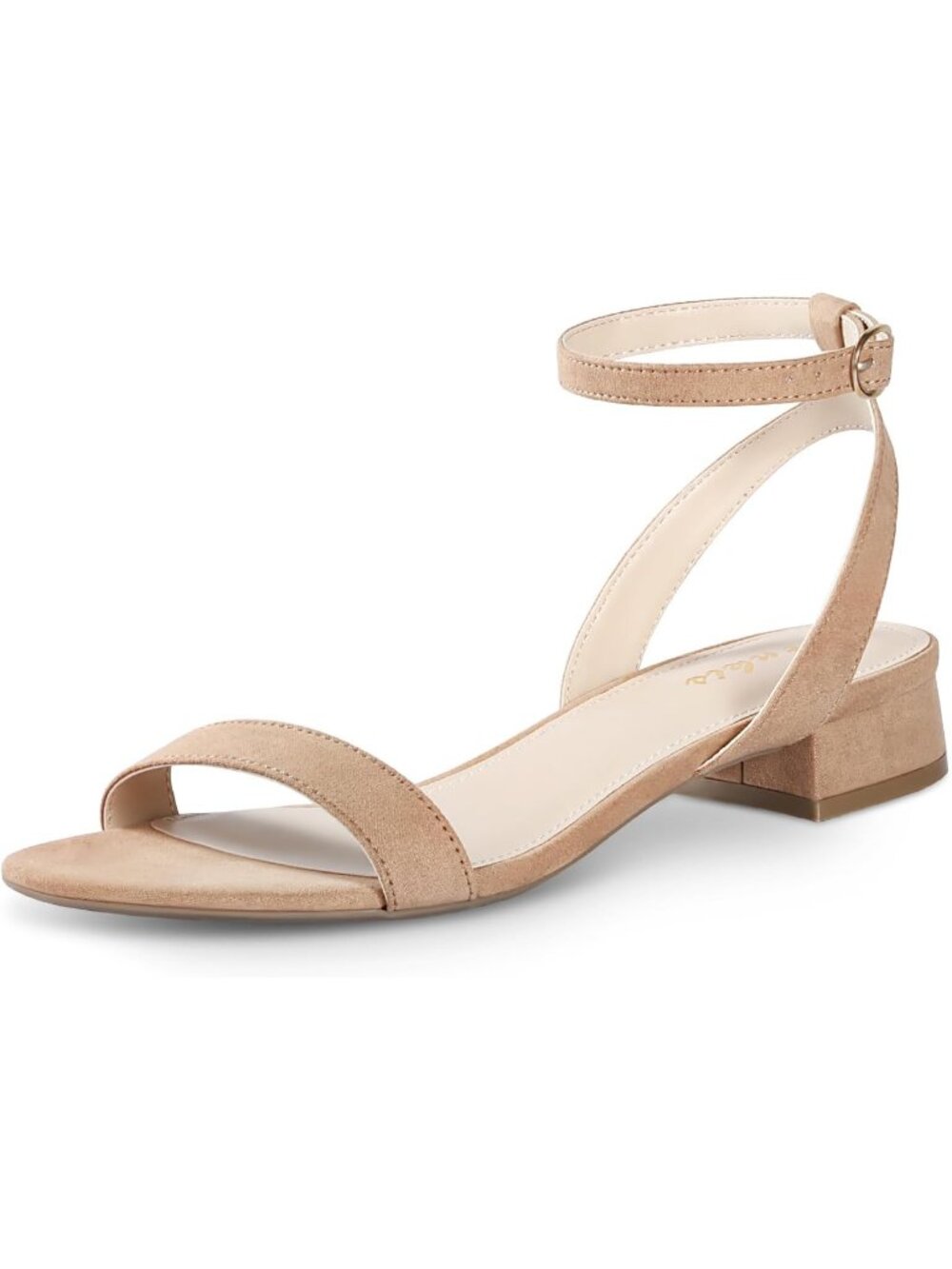 🆕Women Brown Suede Sandals Open Toe 1 Inch Low Block Heel Comfortable walking